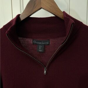 Christian Lacroix Merino Wool Men's Deep Red Zip-Up Sweater